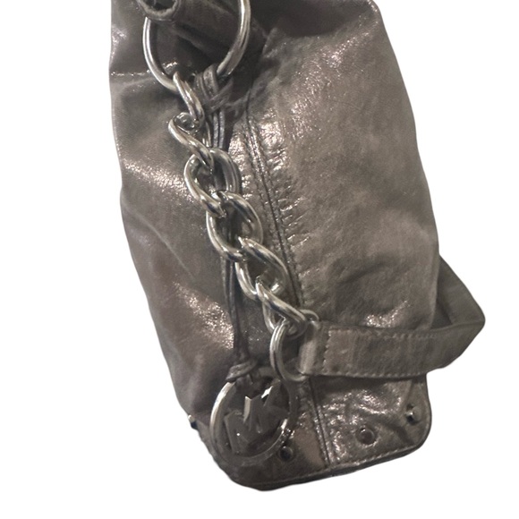 Michael Kors Aster Studded Snap Bag Metallic Gray - Picture 7 of 13